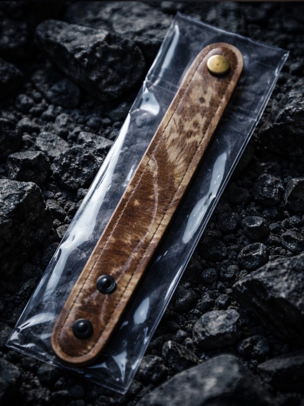 BAALAY Embossed Beige Leather Strap